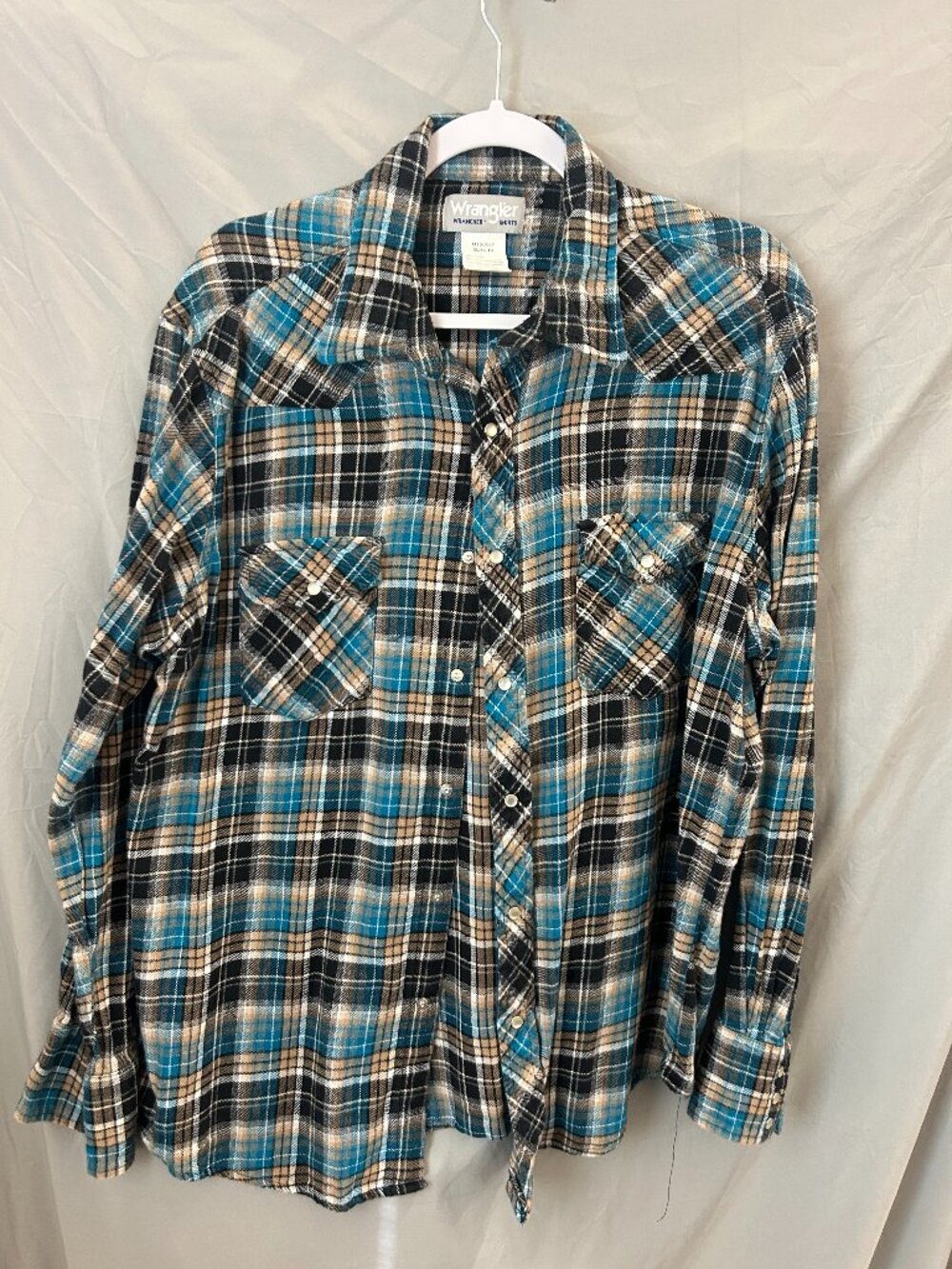 Wrangler Wrancher Button Down Pearl Snap Plaid Shirt Men’s XL